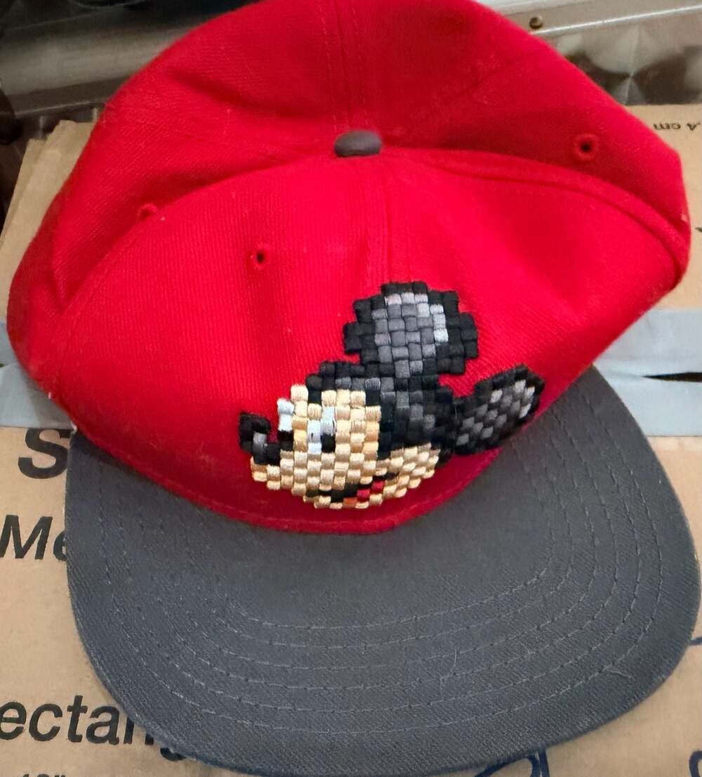 Disney Parks Pixel Cross-Stitch Mickey Mouse Red Adjustable Youth Hat Cap